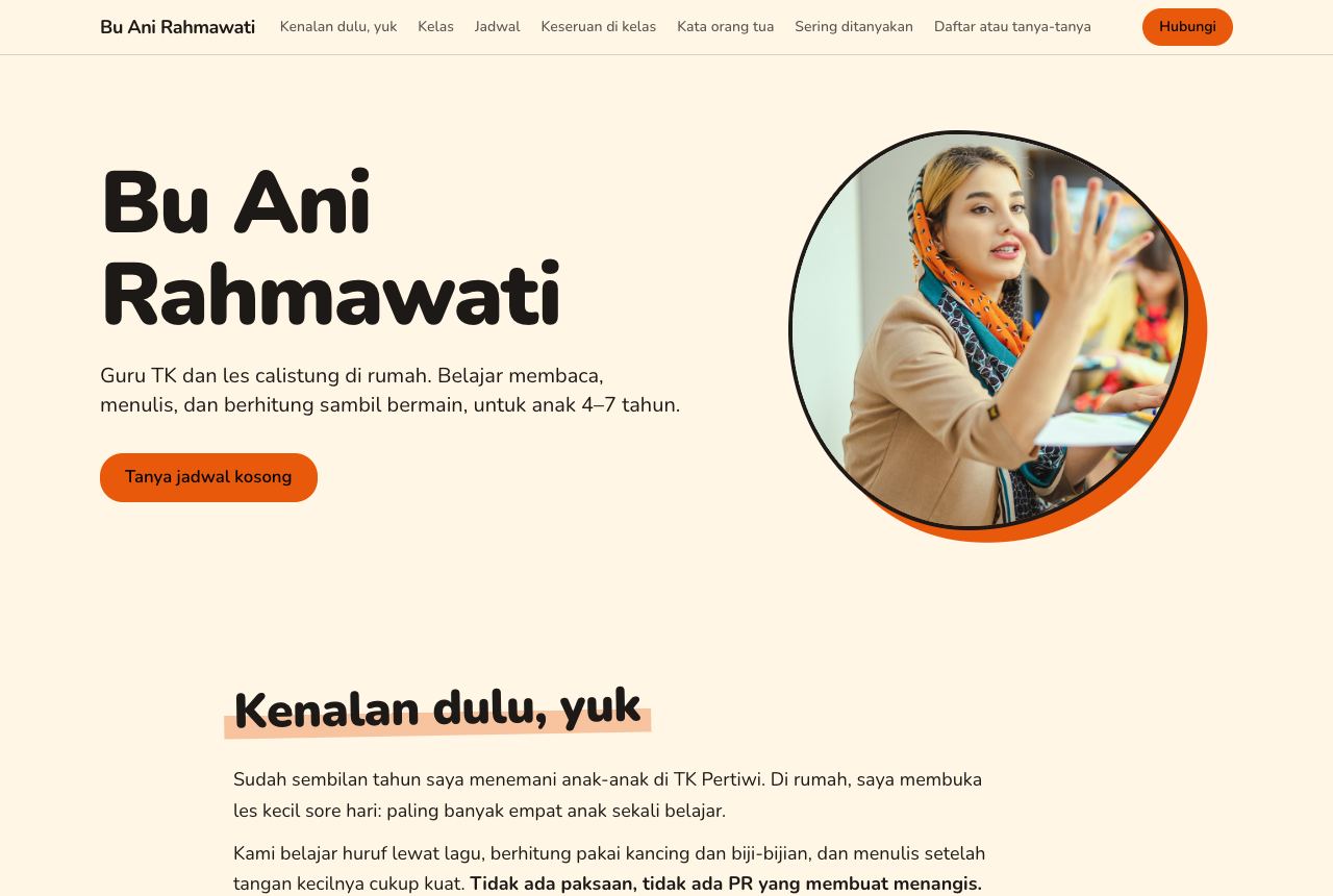 Portofolio demo Bu Ani Rahmawati, template Ceria