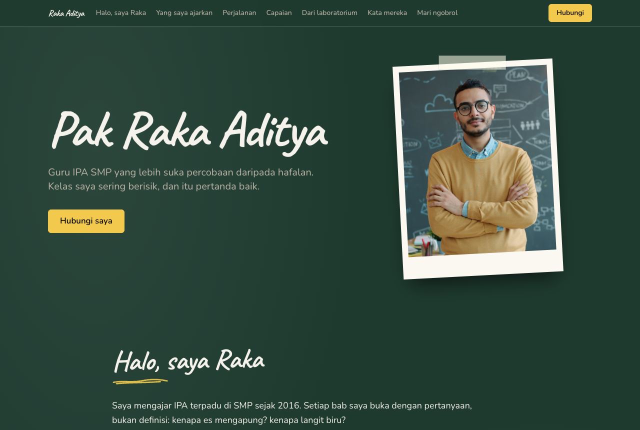 Portofolio demo Raka Aditya, template Papan Tulis