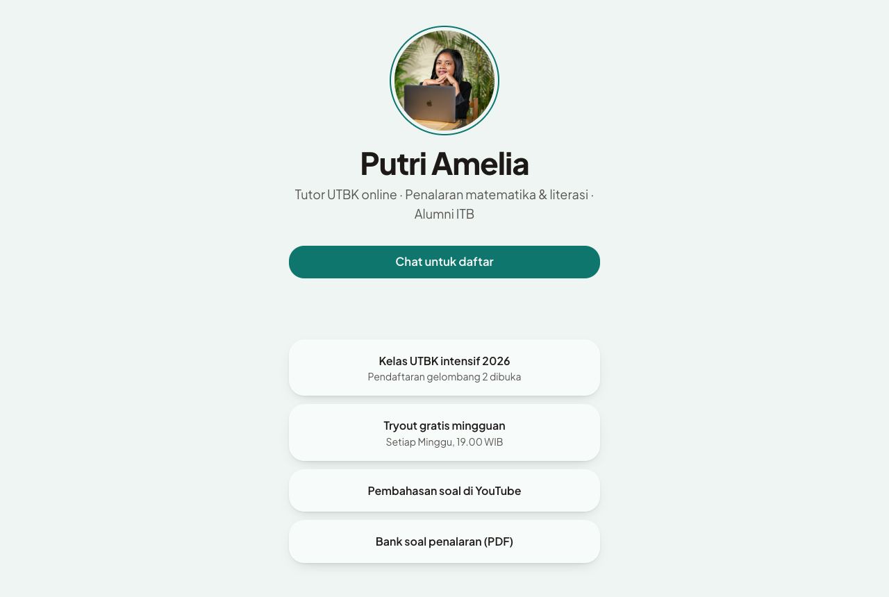 Portofolio demo Putri Amelia, template Tautan