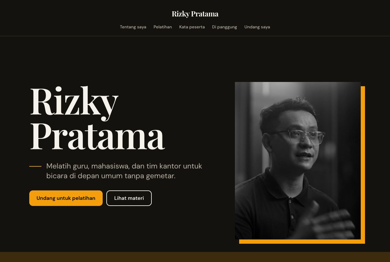 Portofolio demo Rizky Pratama, template Trainer